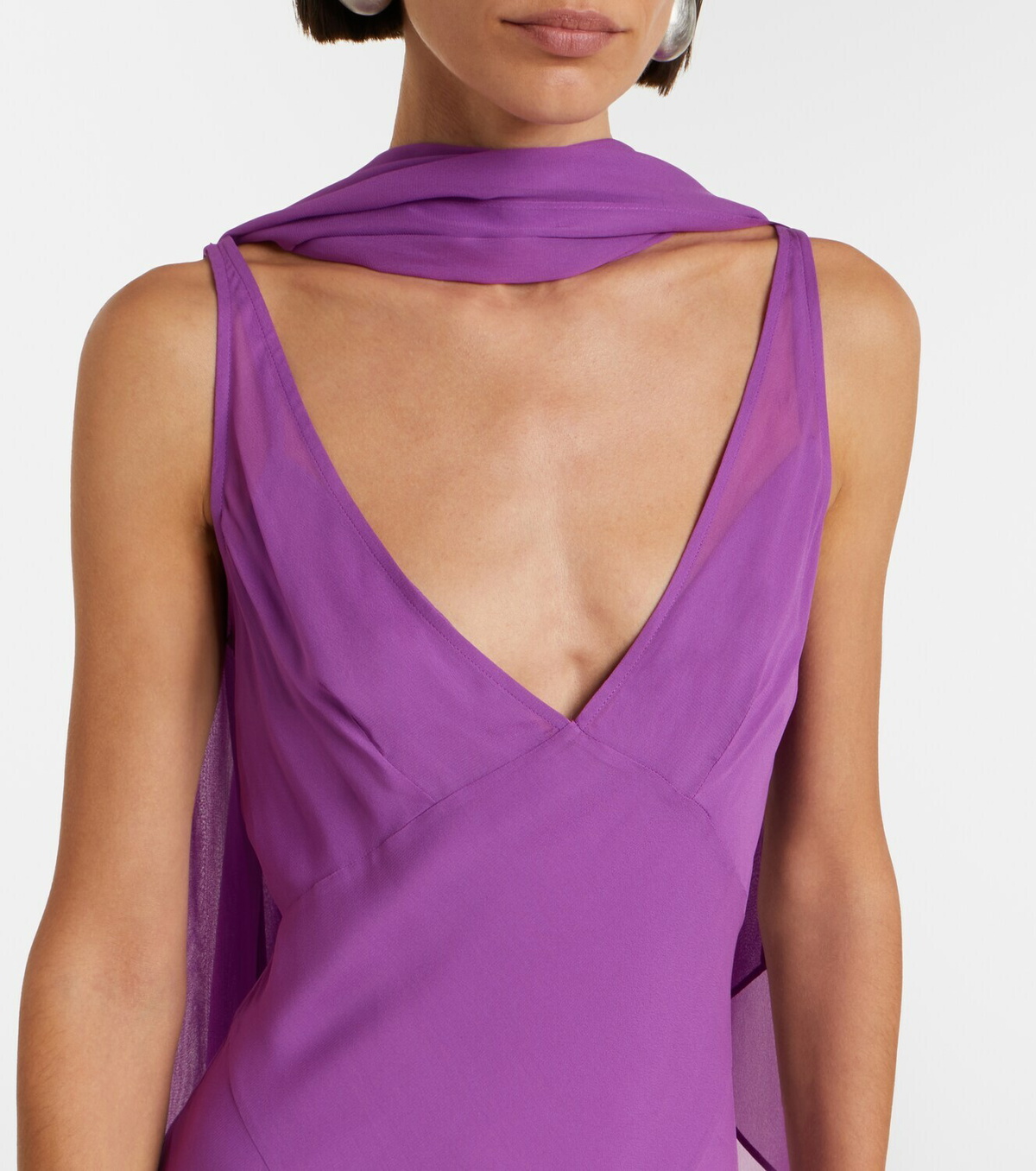 De La Vali Mystica asymmetric georgette midi dress
