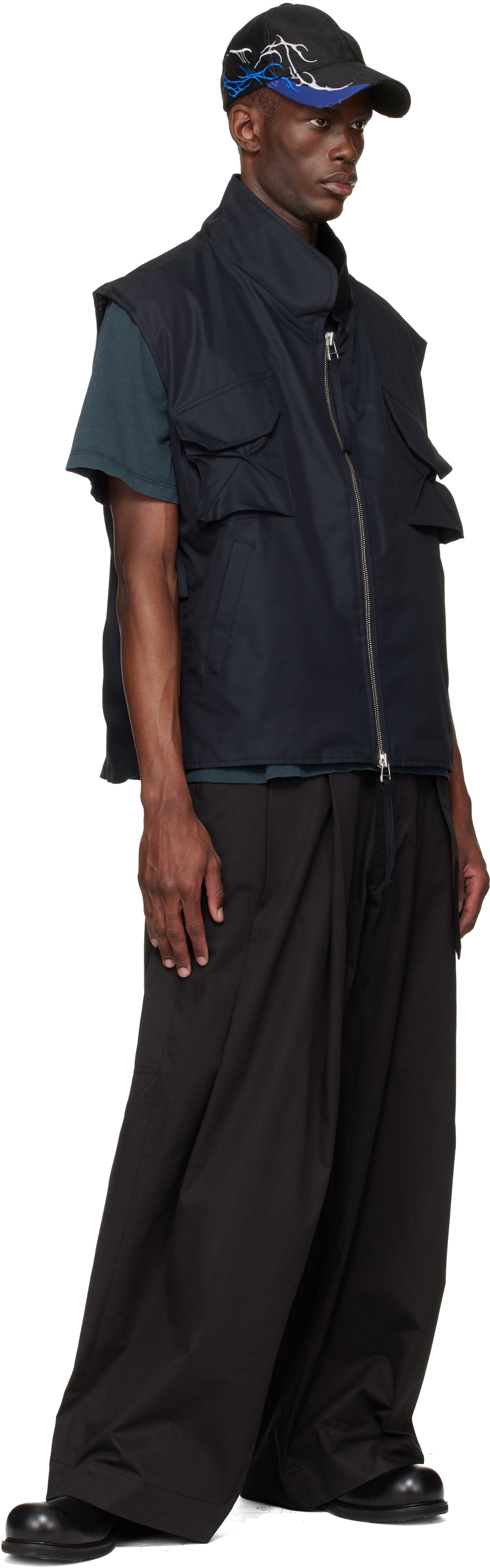 FFFPOSTALSERVICE Black Wide Belted Trousers