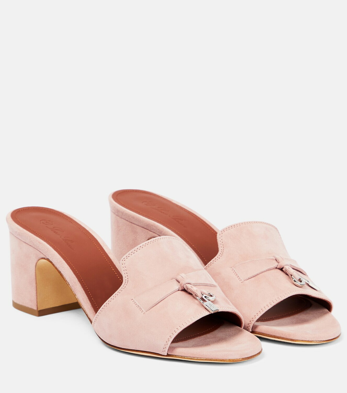 Summer Charms Mules 80 Petal Pink Suede Salmon Lambskin