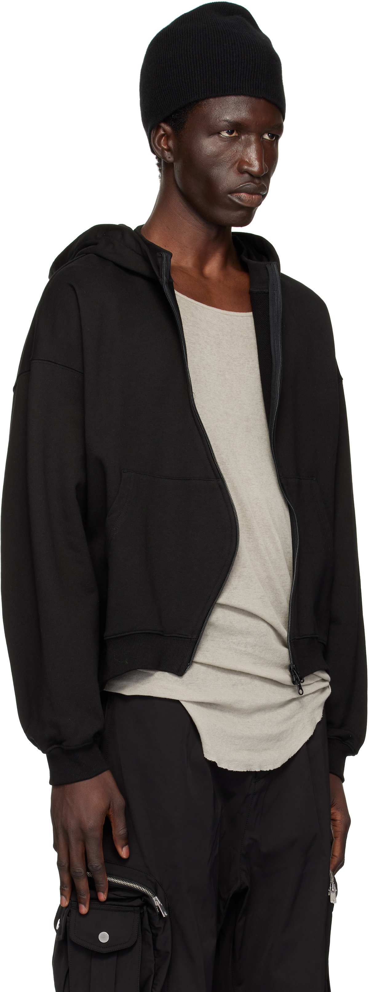 FFFPOSTALSERVICE Black Curved Zip-Up Hoodie FFFPOSTALSERVICE