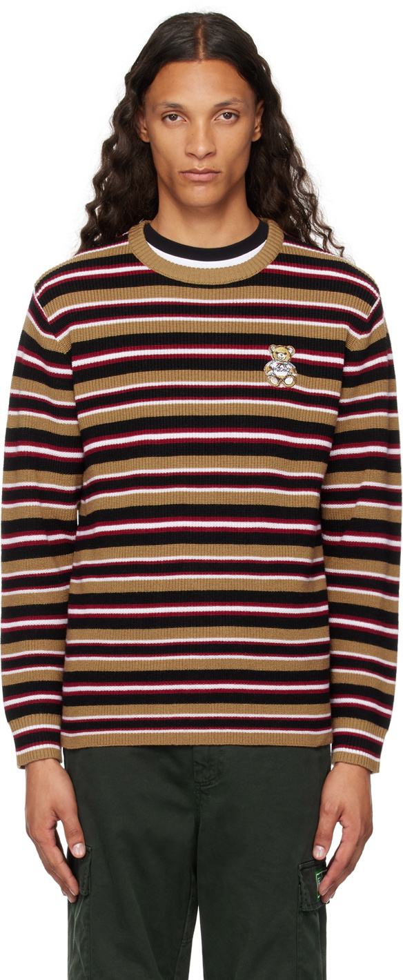 Moschino Brown Virgin Wool Striped Sweater