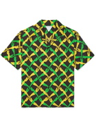 BOTTEGA VENETA - Camp-Collar Printed Woven Shirt - Green - EU 39