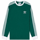 Adidas Men's Long Sleeve 3 Stripe T-Shirt in Collegiate Green