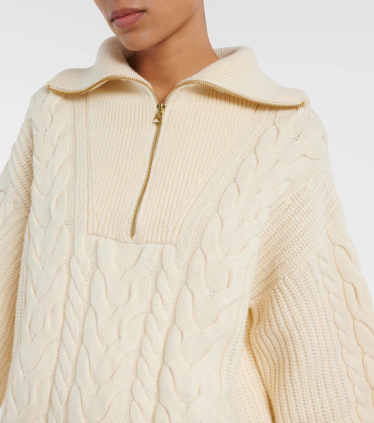 【COSYHARU】Cable long sleeve knit half zip up ver Leisure Cable Knit Zip Up: Oatmilk/Black – Glyder