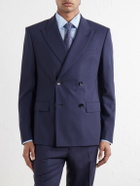 Mr P. - Houndstooth Wool Double-Breasted Suit Jacket - Blue