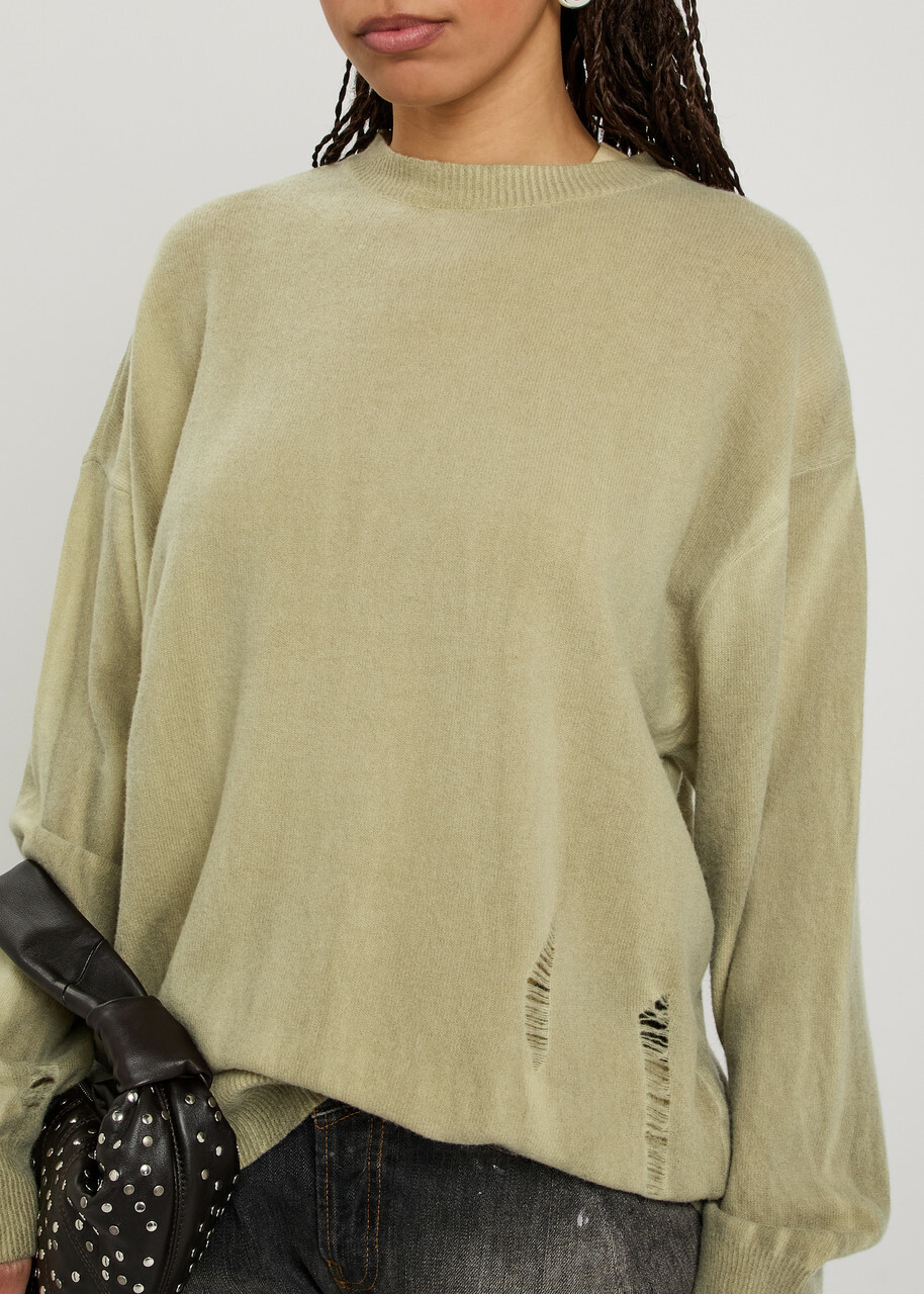 Our Legacy Slant Distressed Effect Wool Jumper Beige