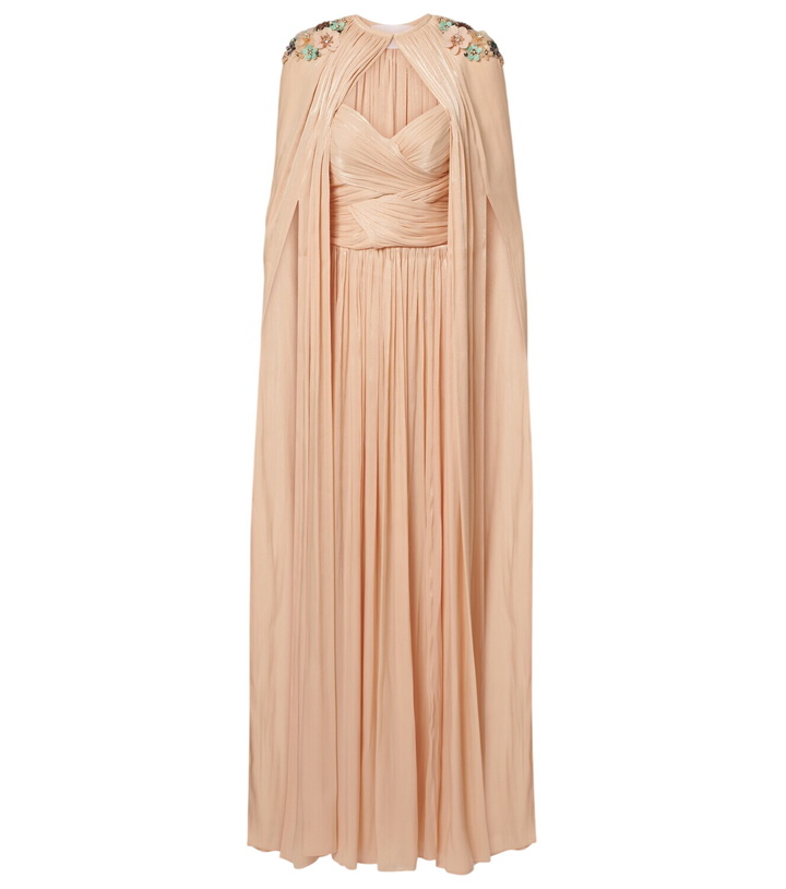 Photo: Costarellos Sireen caped embellished georgette gown