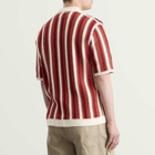 Wax London Men's Porto Knit Stripe Shirt in Ecru/Orange