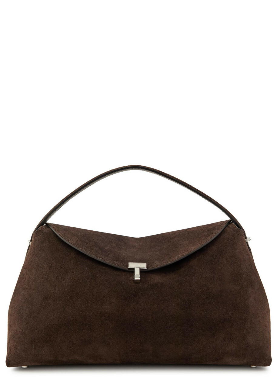 Toteme T-lock Suede top Handle bag - Brown - One Size