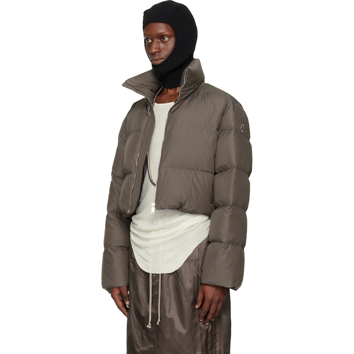 Rick Owens Moncler + Rick Owens Gray Cropped Cyclopic Down Jacket