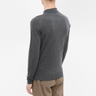 John Smedley Men's Merino Long Sleeve Knit Polo Shirt in Charcoal