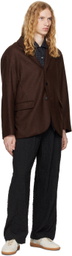 DOCUMENT Brown English Wool 3-Button Blazer