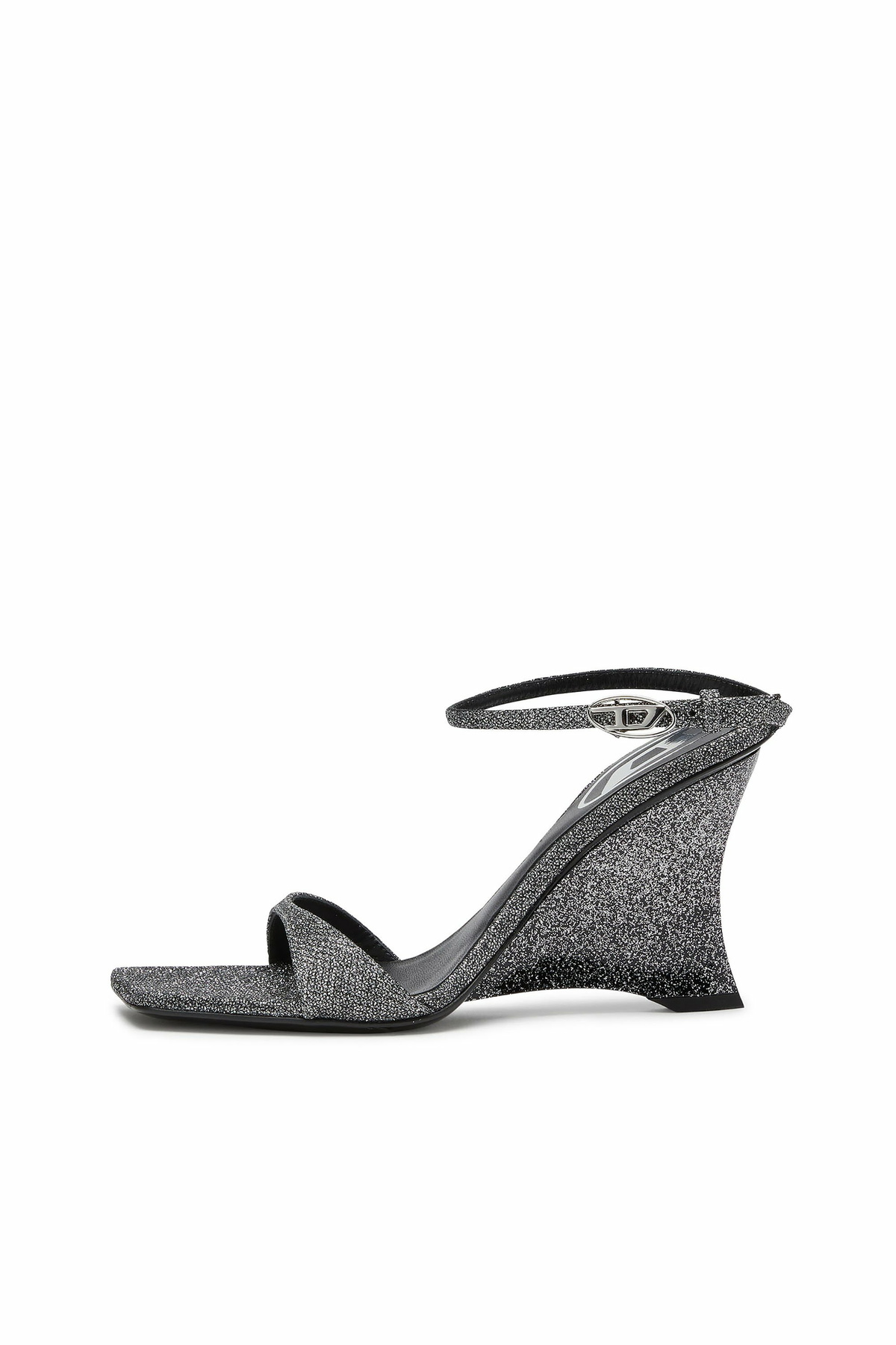 Diesel D-Amber-Wedge sandals in Lurex fabric - Sandals Womens in Silver