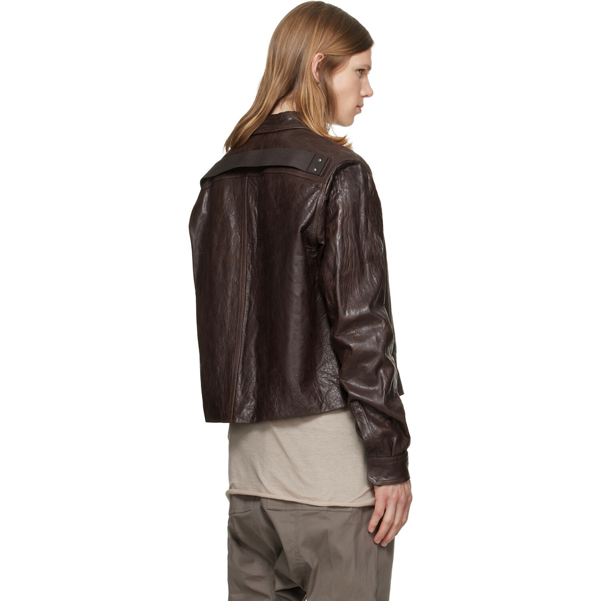 Rick Owens Brown Tower Alice Leather Jacket