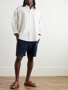 Oliver Spencer - Weston Straight-Leg Organic Cotton-Blend Corduroy Drawstring Shorts - Blue