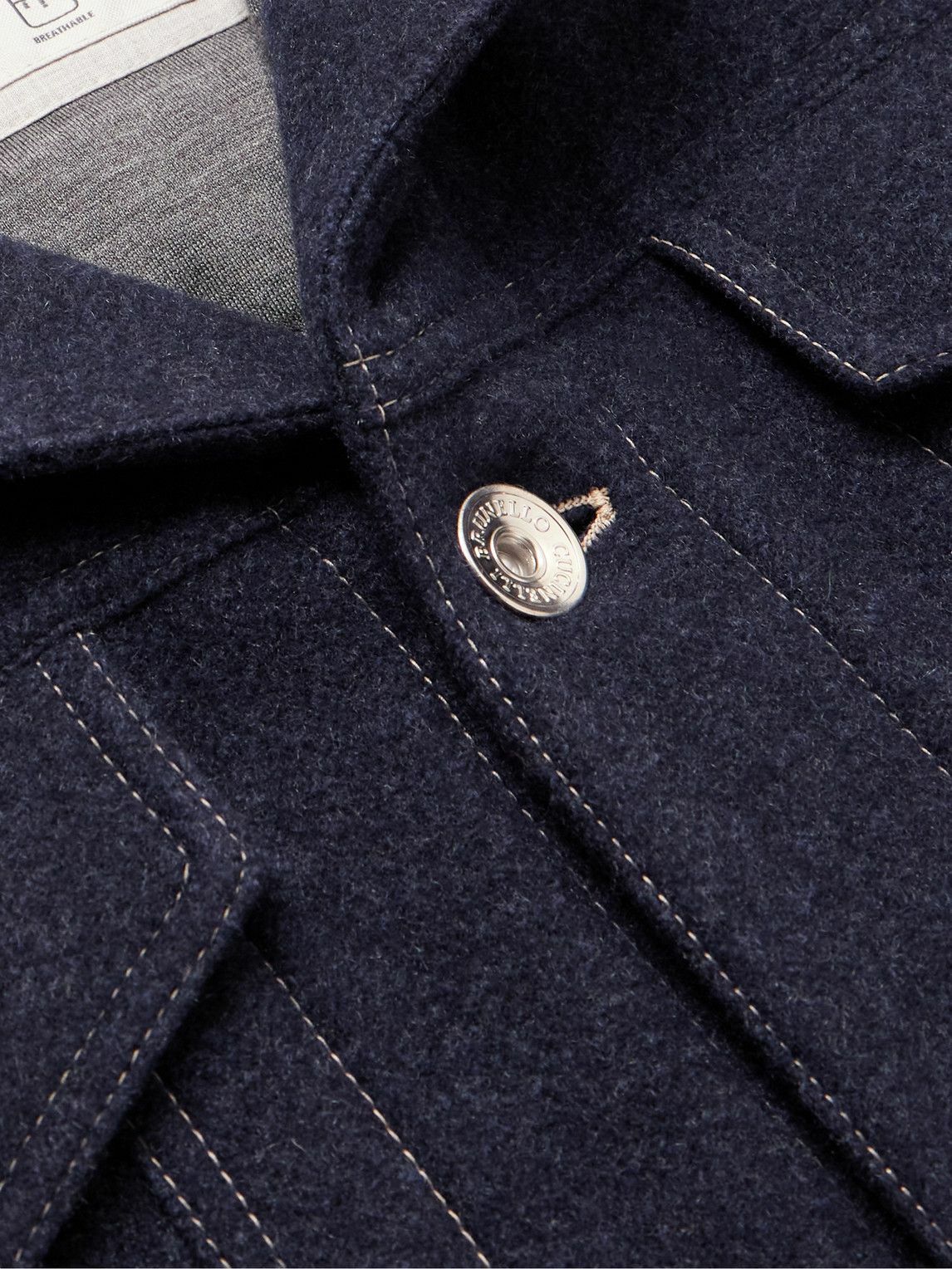 Brunello Cucinelli - Padded Cashmere Trucker Jacket - Blue