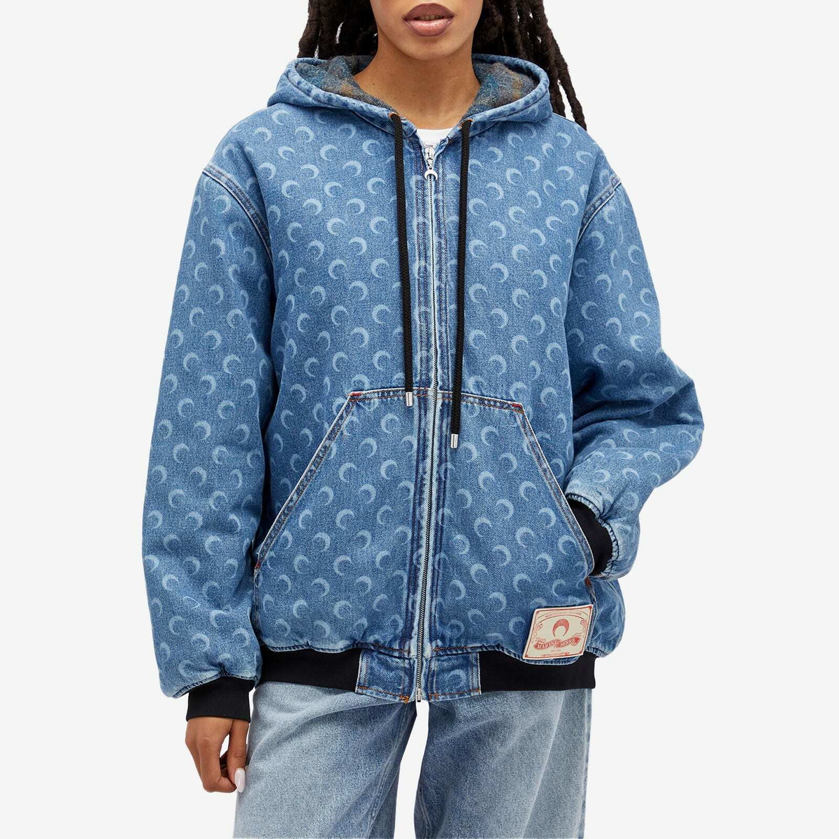 MARINE SERRE Moon Zip Denim Jacket