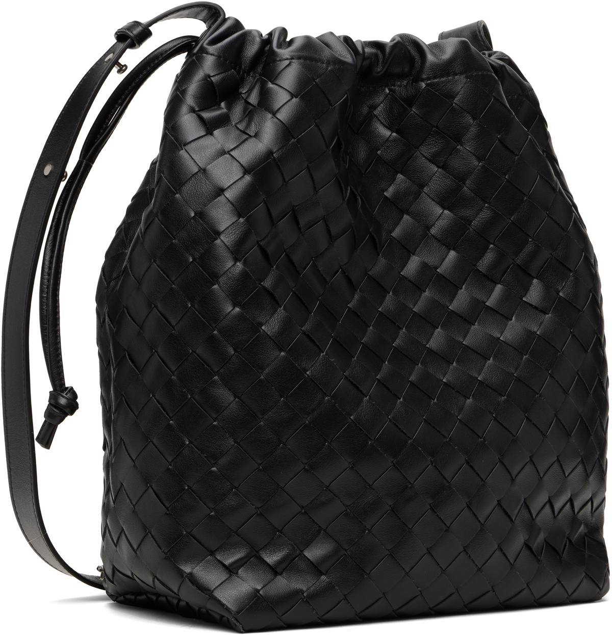 Bottega Veneta Black Intrecciato Biblioteca Bucket Tote