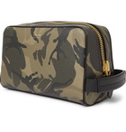 TOM FORD - Camouflage-Print Full-Grain Leather Wash Bag - Gray