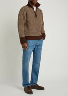 Studio Nicholson Bristol Striped Half-zip Wool Jumper Brown