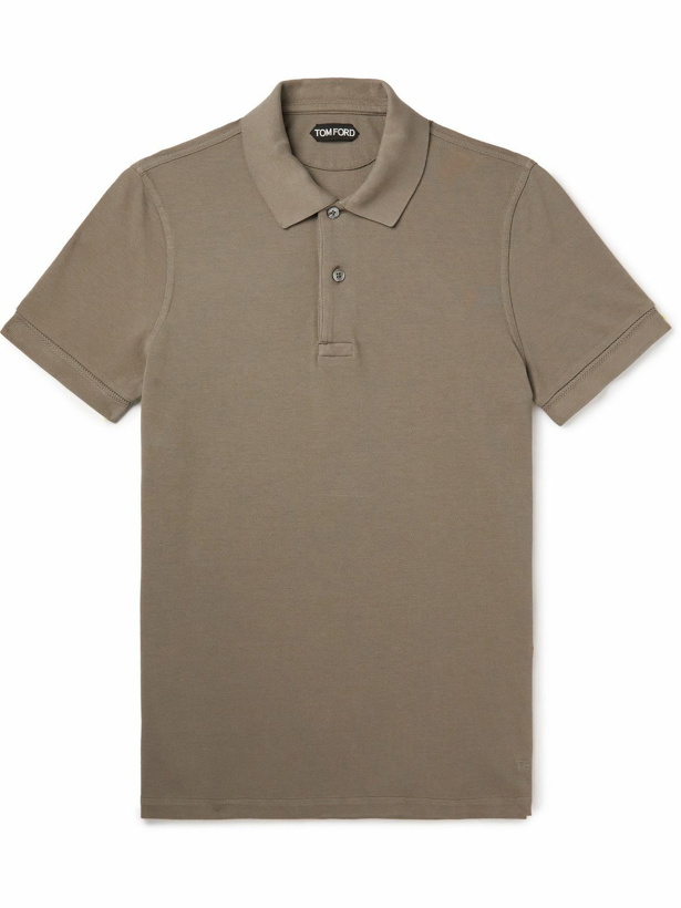 Photo: TOM FORD - Garment-Dyed Cotton-Piqué Polo Shirt - Green