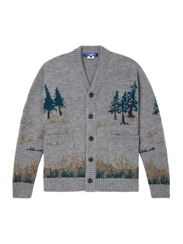 Photo: Junya Watanabe - Intarsia-Knit Wool-Blend Cardigan - Gray