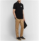 Burberry - Logo-Embroidered Contrast-Tipped Cotton-Piqué Polo Shirt - Black