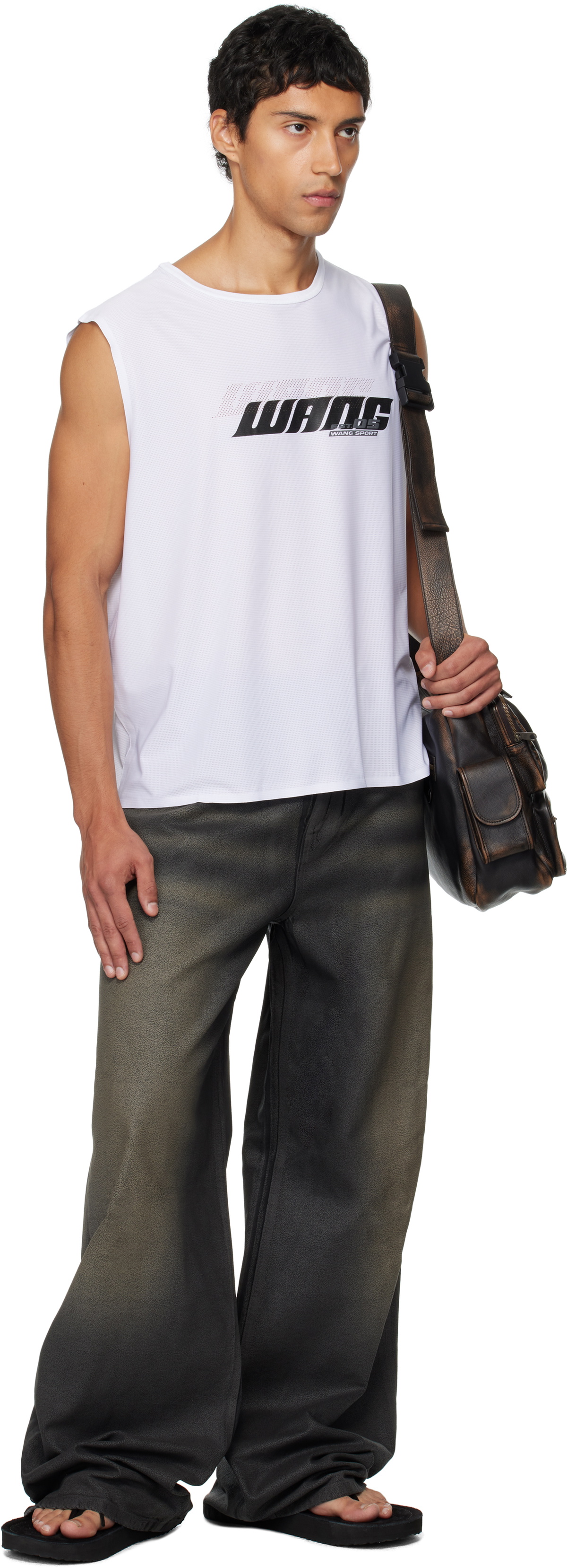 Alexander Wang Black Leather Look Relaxed Jeans