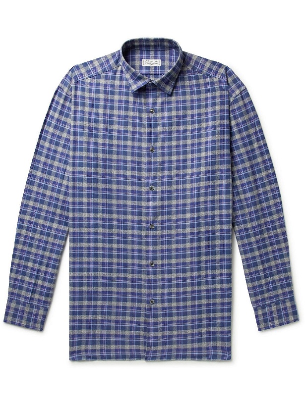 Photo: Charvet - Checked Cotton-Flannel Shirt - Blue
