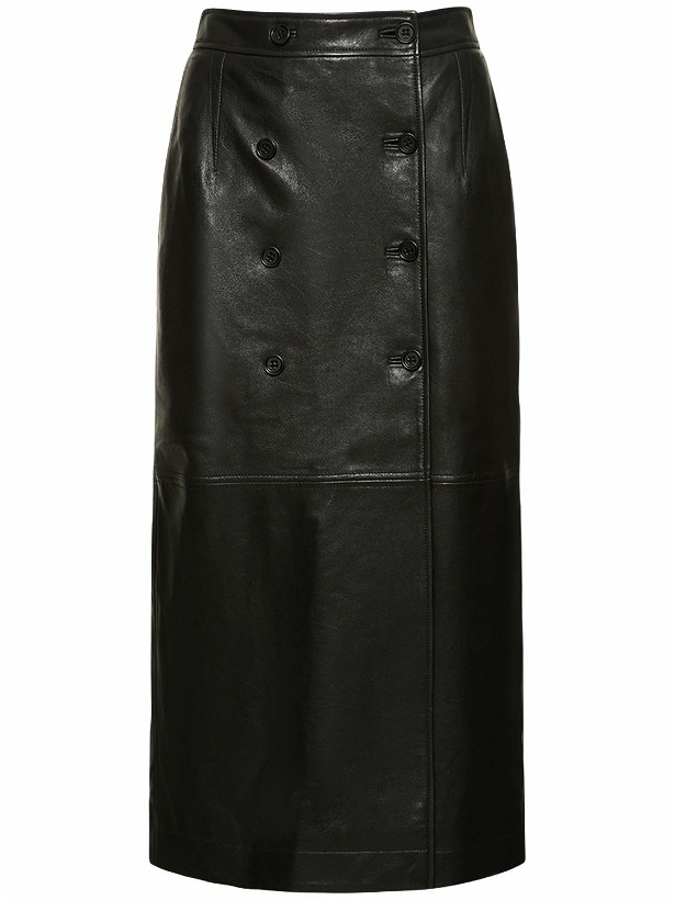 Photo: ALBERTA FERRETTI Leather Midi Skirt