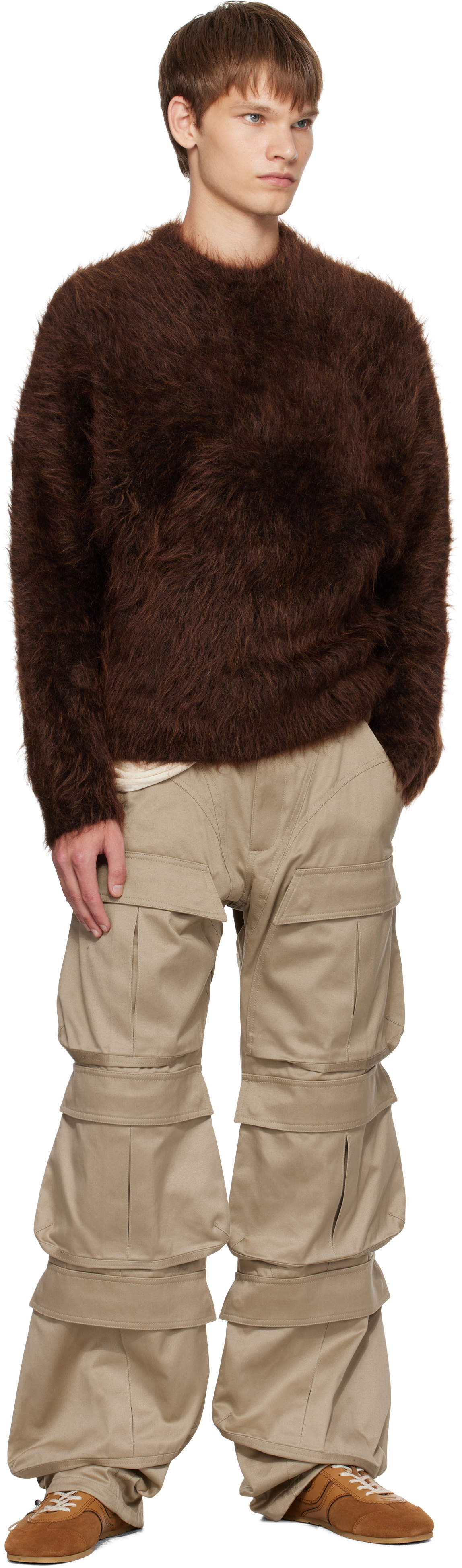 Mugler Beige Cinch Strap Cargo Pants