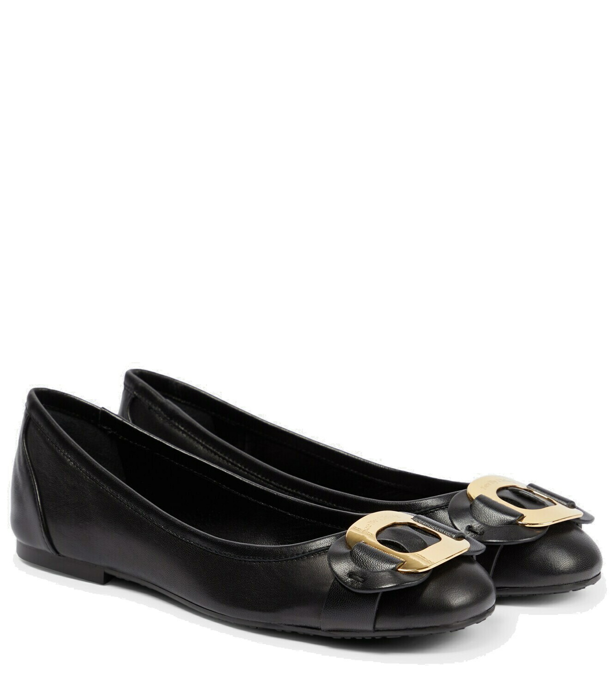 Chany leather ballet flats in beige - See By Chloe