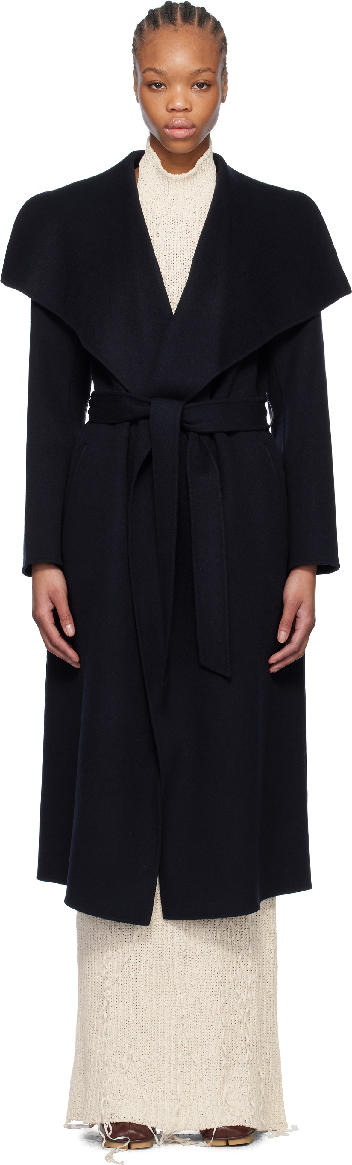 MACKAGE Navy Mai-CN Double-Face Wool Wrap Coat