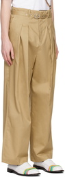 JW Anderson Beige Wide Leg Pleat Trousers