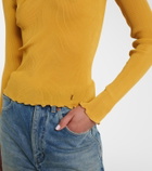 Saint Laurent Ribbed-knit silk top