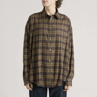 Acne Studios Men's Setar Check Flannel Long Sleeve Shirt in Green Multi