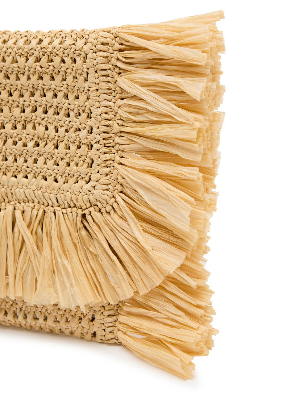 Anya Hindmarch Oversized Fringed Raffia Clutch - Natural - One Size