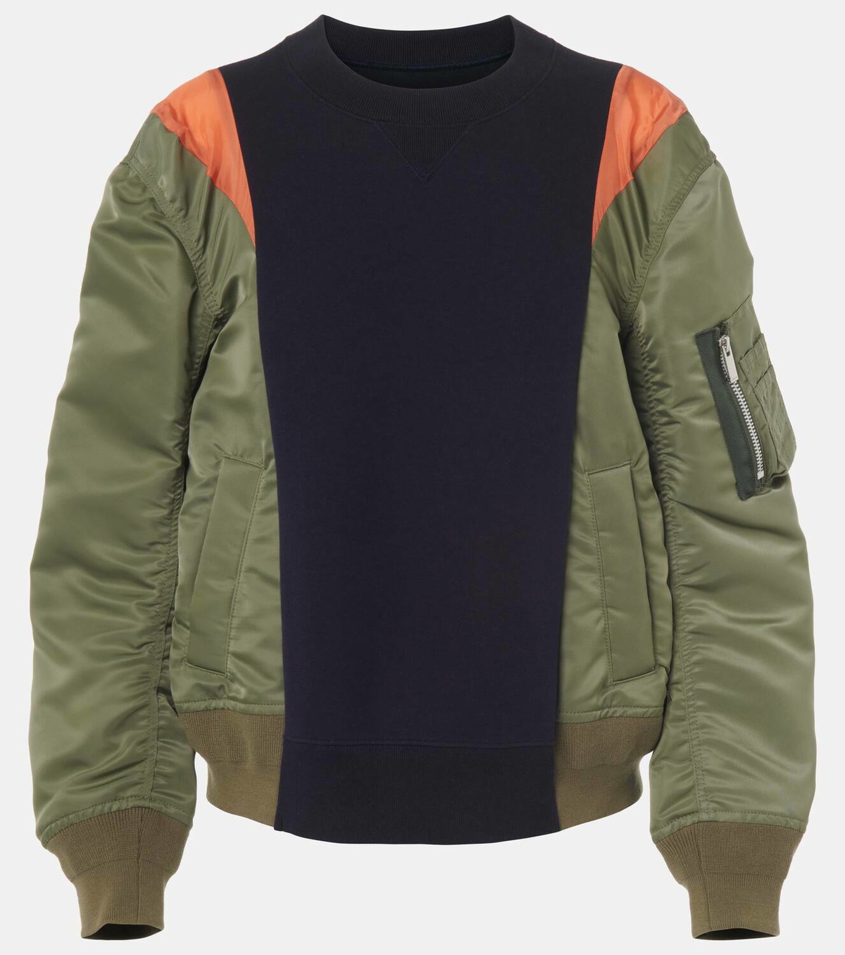 Sacai Paneled jersey and twill sweatshirt