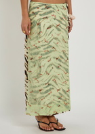 Ganni Zebra-print Layered Satin Maxi Wrap Skirt Multicoloured