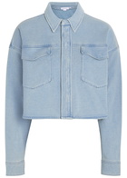 Good American Jeanius Cropped Denim Jacket Light Blue