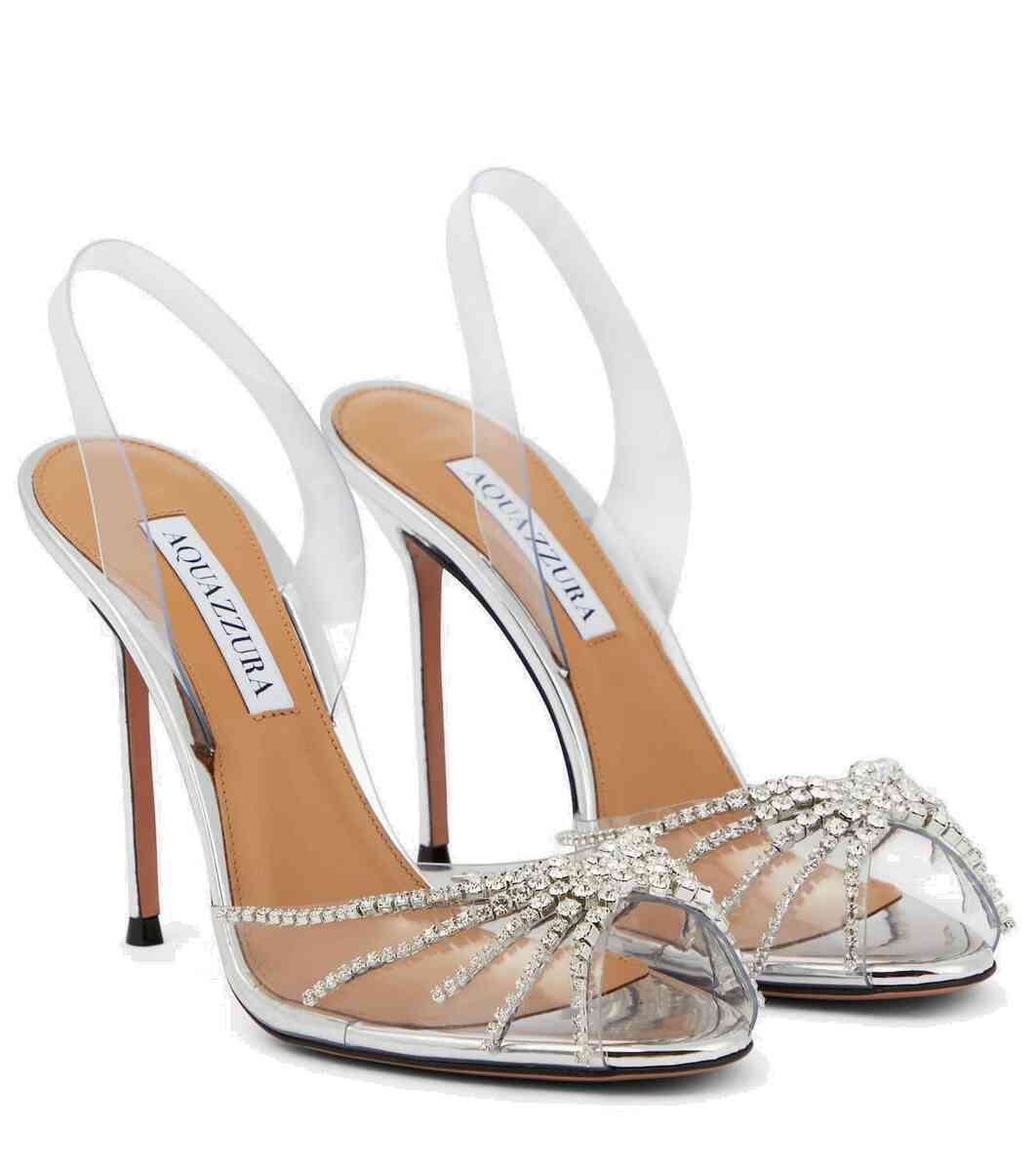 【Aquazzura】 Sunshine embellishedミュール Aquazzura Sunshine crystal-embellished Flat Mules | Black