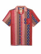 OAS - Mixtape Camp-Collar Printed Woven Shirt - Red
