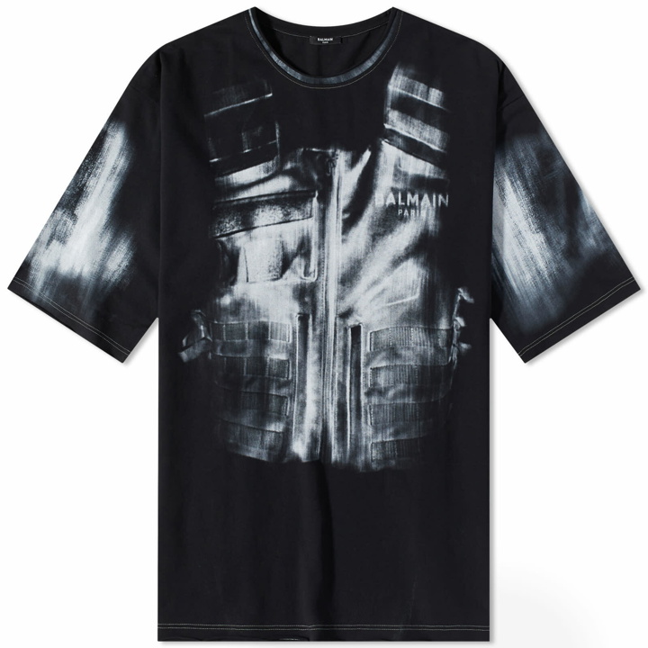 Photo: Balmain Men's X-Ray Raw Edge T-Shirt in Black/White