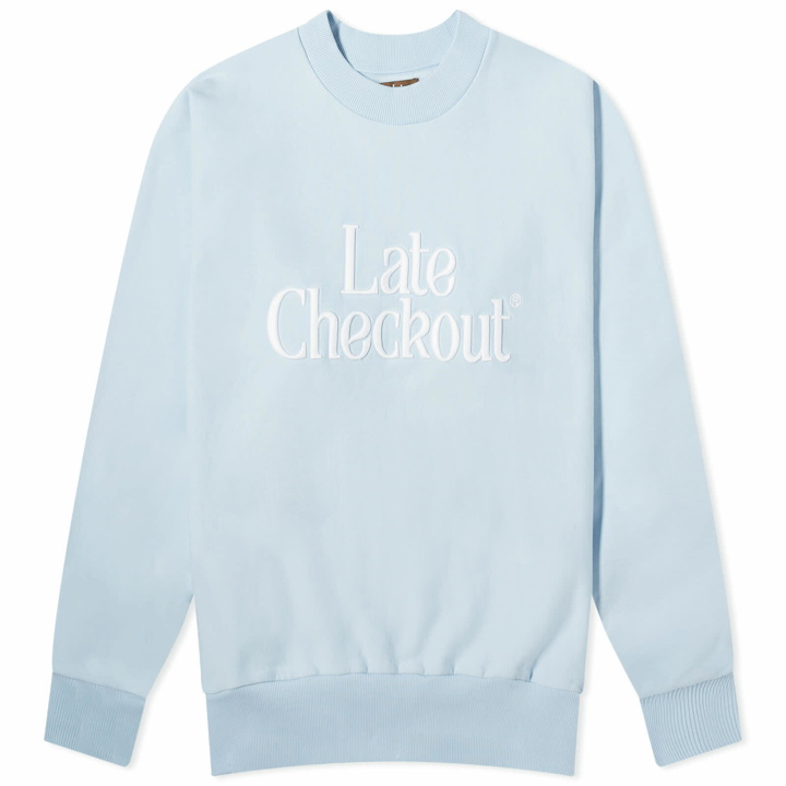 Photo: Late Checkout Men's Logo Sweatshirt in Blue