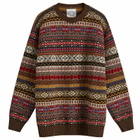 Jamieson's of Shetland Men's Fair Isle Crew in Brown