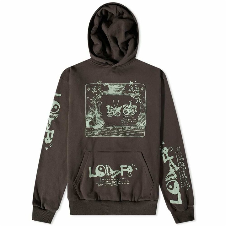 Photo: Lo-Fi Men's Gaze All Over Print Hoody in Washed Black