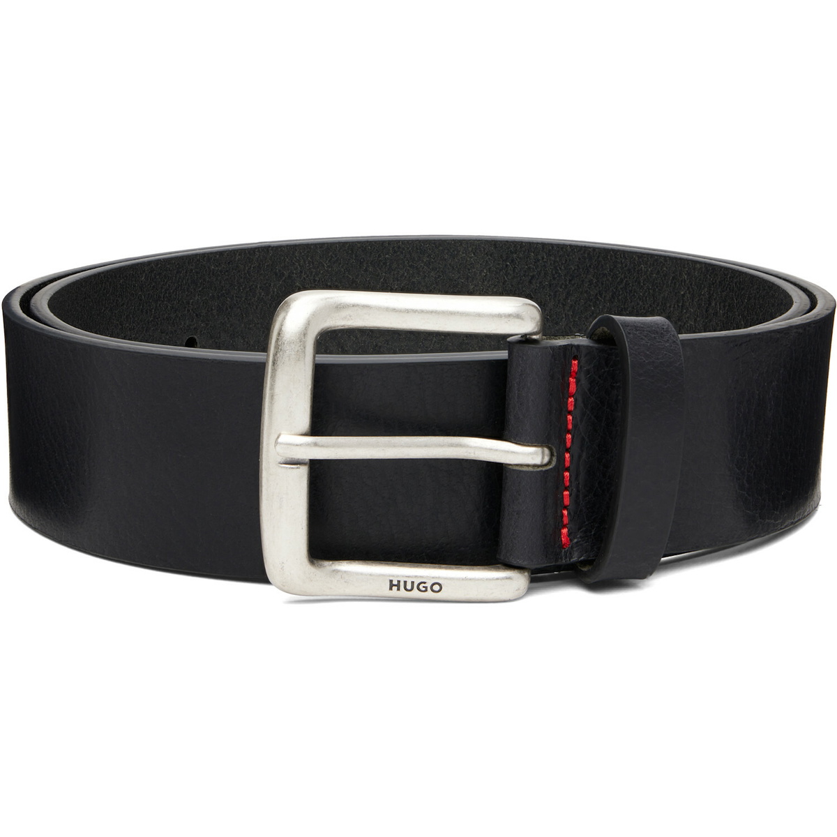 Hugo Black Buffalo Leather Pin-Buckle Belt