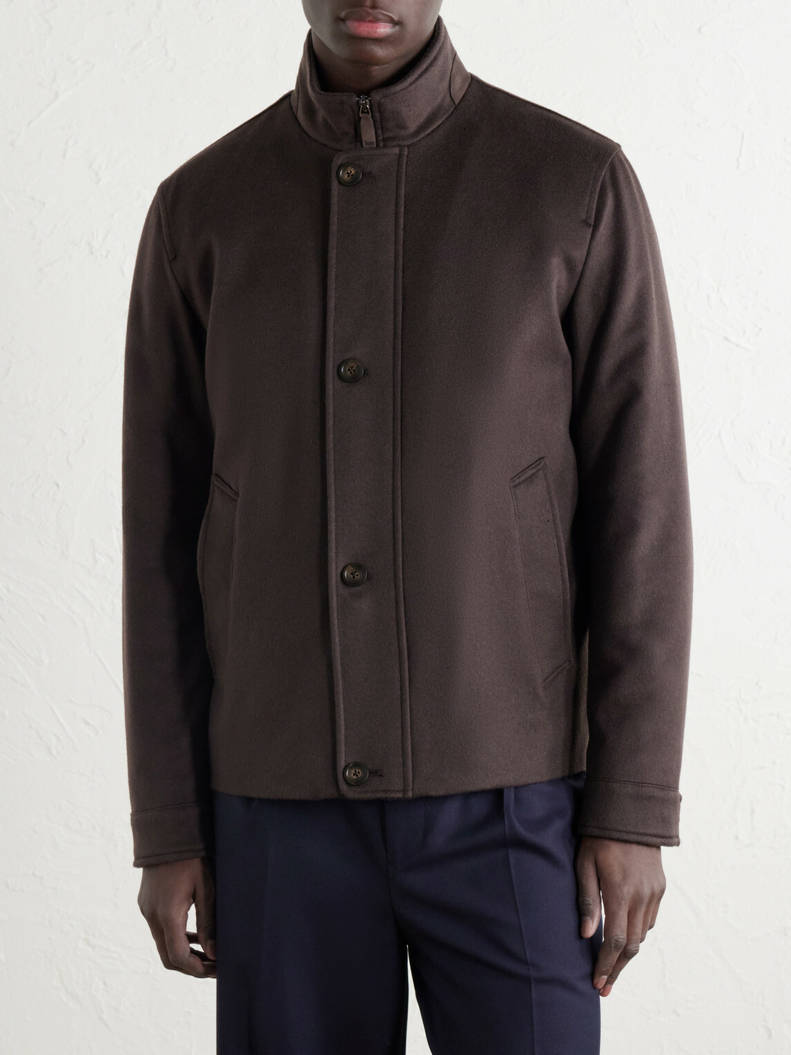 Herno - Padded Brushed Cashmere-Felt Blouson Jacket - Brown
