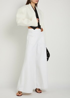 A.W.A.K.E Mode Cropped Woven Tuxedo Jacket White