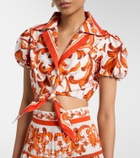 Dolce&Gabbana Majolica cropped cotton poplin blouse